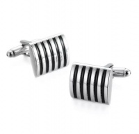 OTC Vertical Silver & Black Rectangle Formal Cufflinks Photo