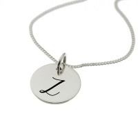 "Engraved Initial - Z on 15mm sterling silver disc" Photo