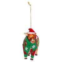 AK Glass Cow Christmas Decoration Photo