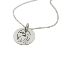 Motivational Jewellery by Swish Silver Headphones Necklace with 'Girl on Fire' Engraved on the Front Photo