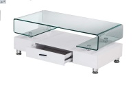 Tempered Glass Top Coffee Table White Base Photo