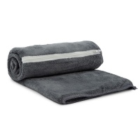 Microfiber Quick Drying Gym Towel with Zip Pocket - Dark Grey Photo