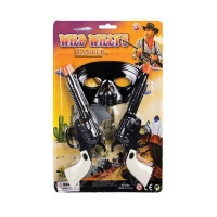 Bulk Pack x 5 Toy Hand Gun Wild West With Eye Mask 28cm 2 piecess Per Pack Photo