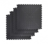 PVC Interlocking Rubber Floor Tile - Gym Mats - Black Photo