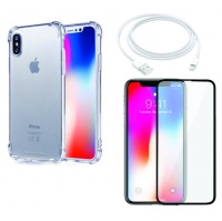 AmzoWorld Screen Protector Clear Cover & Charging Cable for iPhone X/Xs - 3" 1 |AW Photo