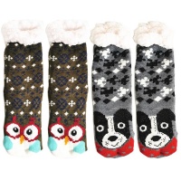 Thermal Socks 2 Pairs Cartoon Animal Winter Socks For Women Girls -Assorted Photo