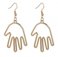 Hollowed Out Statement Hand Abstract Art Drop Hook Earrings Photo