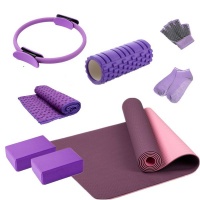 Heartdeco TPE Yoga Mat Bricks Magic Circle Towel Pilates Fitness 8 piecess Set Photo