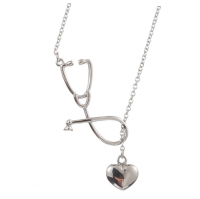 Medical Stethoscope Silver Heart Pendant Necklace Doctor Appreciation Gift Photo