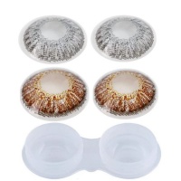 Lilhe Pack of 2 Pairs of Contact Lenses with Cases- Brown & Grey Photo