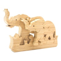 Noya Kids Hand Crafted Bamboo Elephant Herd Puzzle Photo
