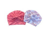 Kimble Baby Turban - Pink Bow & White Floral Heart Photo