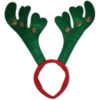 BUFFTEE Reindeer Antlers With Bell Christmas Hat - Green Photo