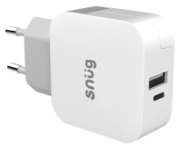Snug 2 Port 30W PD Wall Charger With Type C Cable-White Photo