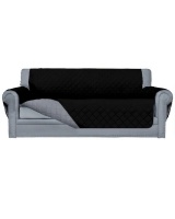 Loop Reversible Sofa Cover Grey & Black 3 Seater Quilted Non-Slip Protector Photo