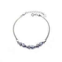 925 Sterling Silver Crystal Charm Bracelet for Women Photo
