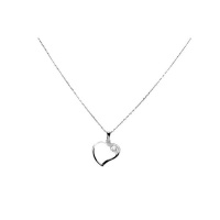 Heart-Shaped Pendant with Quartz Diamond Necklace 925 Sterling Silver Photo