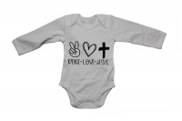 BuyAbility Peace. Love. Jesus - Long Sleeve - Baby Grow Photo