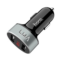 Hoco LMA- Car Charger High Praise Digital Display Dual USB - Black Photo