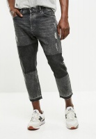 Men's Only & Sons Beam Knee Patch Jeans - Dark Grey Photo