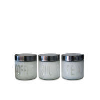 3 Piece Frosted Glass Canister Jar Set with Stainless Steel Lid Photo