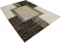 Decorpeople Modern Polyester and Heatset Rug in Black and Beige 80x300 Photo