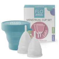 FloAngel Lulu Small & Large Menstrual Cup Set Plus Sterilizer Cup Photo