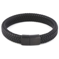 Killerdeals Black Braided Leather Bracelet with Stainless Steel Clasp Photo