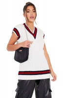 I Saw it First - Ladies Ivory Collegiate Cable Knit Vest Photo
