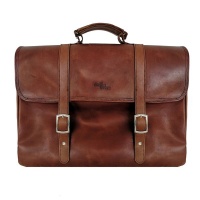 DoringBoom Genuine Leather Laptop Bag - Buckled look 15 - 17" Photo
