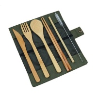 Mihuis Camping & Picnic Portable Bamboo Utensil Kit Photo