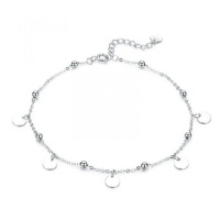 Cosmic 925 Silver Platinum Plated Ankle Bracelet - Dangling Charm Design Photo
