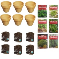 Herb Growing Kit - Basil Chives Coriander Parsley Thyme & Rosemary Seeds Photo