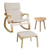 Mix Box Wood Frame Leisure Balcony Sofa Rocking Chair Footstool Coffee Table Set Photo