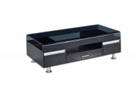 Coffee Tables Tempered Glass Top - Wooden Base - Black Photo