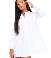 I Saw it First - Ladies White Poplin Longline Shirt Dress Photo