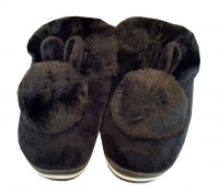 Adult Bunny with ears Slippers - Black Photo