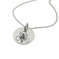 Iris of February Birth Flower Sterling Silver Necklace Photo