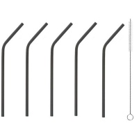 Eco Stainless Steel Drinking Straws - 5 Piece Photo