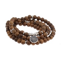 POU Natural 108 Wooden Beads Yoga Bracelet - Lotus Pendant Photo
