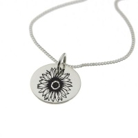 Sunflower Necklace with 'Hope' Engraved on the Back Photo