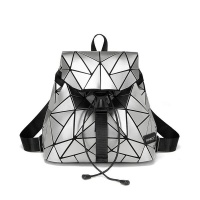 AfriWow Geometric Lattice Backpack Fashion Holographic Glossy Travel Backpack Photo
