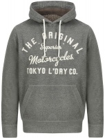 Tokyo Laundry - Mens Logan Fleece Pullover Hoodie With Borg Lined Hood in Mid Grey Marl Photo