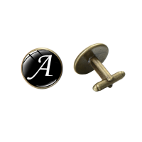 OTC Glass Dome Bronze Plated Cufflinks - Letter A Photo