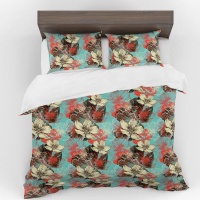 Print with Passion Turquoise Floral Duvet Cover Set Photo