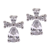 Idesire Silver Coloured Cubic Zirconia Cross Stud Earrings Photo