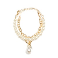 Quiz Ladies Gold Pearl Drop Bracelet - Gold Photo