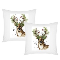 PepperSt - Scatter Cushion Cover Set - Christmas Deer with Mistletoe Photo