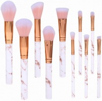 10 Piece Marble Style Professional Makeup Brush Cosmetic Set - Pink Photo