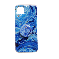 Invens Huawei P40 Lite Fancy Marble Effect Phone Cover Blue Waves Photo